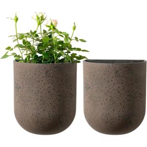 imageLA JOLIE MUSE Wall Hanging Planters for Indoor PlantsHanging Flower Pots for Air Plants Succulent Set of 2 6 Inch Speckled WhiteIron