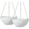 image10 Inch Hanging Planters for Indoor Plants Outdoor Garden Planter Pots with SelfWatering Tray Oatmeal Set of 2Eggshell White