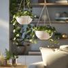 image10 Inch Hanging Planters for Indoor Plants Outdoor Garden Planter Pots with SelfWatering Tray Oatmeal Set of 2Eggshell White