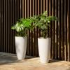 imageLA Jolie Muse 20 inch Round Tall PlanterIndoorOutdoor White Planter with Drainage Holes and TraysModern Large Flower Pot for Front DoorBalcony and Garden Patio DeckPack 1
