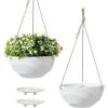 image10 Inch Hanging Planters for Indoor Plants Outdoor Garden Planter Pots with SelfWatering Tray Oatmeal Set of 2Eggshell White