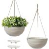 image10 Inch Hanging Planters for Indoor Plants Outdoor Garden Planter Pots with SelfWatering Tray Oatmeal Set of 2Oatmeal