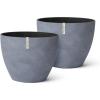 imageLA JOLIE MUSE Flower Pots Outdoor Indoor Planter  142 inch Garden Pots Tree Planter for Patio DeckGardenRock GraySet of 2