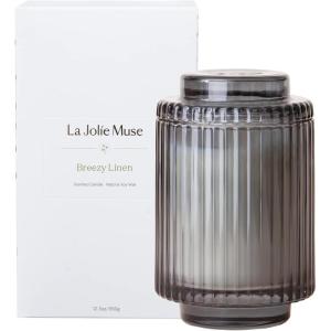 imageLA JOLIE MUSE Candles for Home Scented Lavender Lilac Scented Candle Natural Soy Wax Luxury Jar Candles for Women 80 Hours Long Burning 123ozBreezy Linen