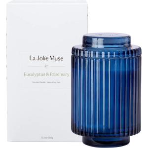 imageLA JOLIE MUSE Candles for Home Scented Lavender Lilac Scented Candle Natural Soy Wax Luxury Jar Candles for Women 80 Hours Long Burning 123ozEucalyptus  Rosemary