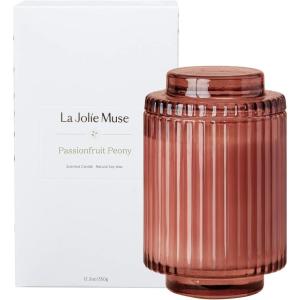imageLA JOLIE MUSE Candles for Home Scented Lavender Lilac Scented Candle Natural Soy Wax Luxury Jar Candles for Women 80 Hours Long Burning 123ozPassionfruit Peony