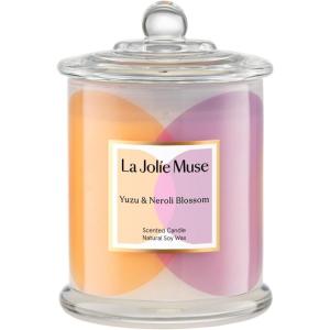 imageLA JOLIE MUSE Linen Cotton Oasis Candle Candle Gifts for Women ampamp Men Natural Soy Candles for Home Scented Luxury Jar Candles 70 Hours Long Burning 10ozYuzu  Neroli Blossom