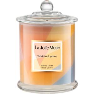 imageLA JOLIE MUSE Linen Cotton Oasis Candle Candle Gifts for Women ampamp Men Natural Soy Candles for Home Scented Luxury Jar Candles 70 Hours Long Burning 10ozTahitian Lychee
