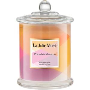 imageLA JOLIE MUSE Linen Cotton Oasis Candle Candle Gifts for Women ampamp Men Natural Soy Candles for Home Scented Luxury Jar Candles 70 Hours Long Burning 10ozPistachio Macaron