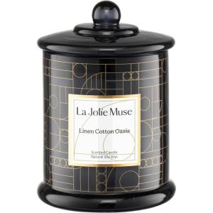 imageLA JOLIE MUSE Linen Cotton Oasis Candle Candle Gifts for Women ampamp Men Natural Soy Candles for Home Scented Luxury Jar Candles 70 Hours Long Burning 10ozLinen Cotton Oasis