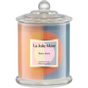imageLA JOLIE MUSE Linen Cotton Oasis Candle Candle Gifts for Women ampamp Men Natural Soy Candles for Home Scented Luxury Jar Candles 70 Hours Long Burning 10ozBora Bora