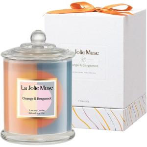 imageLA JOLIE MUSE Scented Candle Fresh Linen Candle Luxury Candle Gift with Gift Box Aesthetic Candle for Aromatherapy 70 Hours Burning Time Natural Soy Candle House Warming Gift for Women ampamp MenOrange Bergamot
