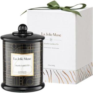 imageLA JOLIE MUSE Scented Candle Fresh Linen Candle Luxury Candle Gift with Gift Box Aesthetic Candle for Aromatherapy 70 Hours Burning Time Natural Soy Candle House Warming Gift for Women ampamp MenCedarwood  Cypress