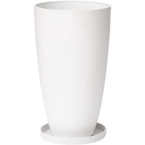 imageLA Jolie Muse 20 inch Round Tall PlanterIndoorOutdoor White Planter with Drainage Holes and TraysModern Large Flower Pot for Front DoorBalcony and Garden Patio DeckPack 1