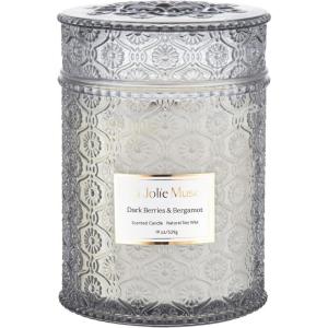 imageSea Mint ampamp Spruce Scented Candle Peppermint Candle Large Jar Candle Gift Candle Gift for Holiday Wood Wick Candle 194 ozDark Berries  Bergamot