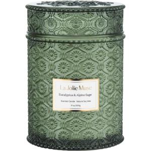 imageSea Mint ampamp Spruce Scented Candle Peppermint Candle Large Jar Candle Gift Candle Gift for Holiday Wood Wick Candle 194 ozEucalyptus  Alpine Sage
