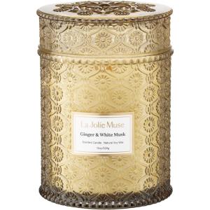 imageSea Mint ampamp Spruce Scented Candle Peppermint Candle Large Jar Candle Gift Candle Gift for Holiday Wood Wick Candle 194 ozGinger  White Musk