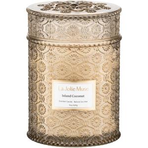 imageSea Mint ampamp Spruce Scented Candle Peppermint Candle Large Jar Candle Gift Candle Gift for Holiday Wood Wick Candle 194 ozIsland Coconut