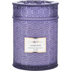imageSea Mint ampamp Spruce Scented Candle Peppermint Candle Large Jar Candle Gift Candle Gift for Holiday Wood Wick Candle 194 ozLavender Suede