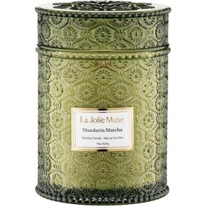 imageSea Mint ampamp Spruce Scented Candle Peppermint Candle Large Jar Candle Gift Candle Gift for Holiday Wood Wick Candle 194 ozMandarin Matcha