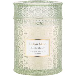 imageSea Mint ampamp Spruce Scented Candle Peppermint Candle Large Jar Candle Gift Candle Gift for Holiday Wood Wick Candle 194 ozSea Mint  Spruce