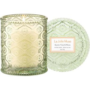 imageLA JOLIE MUSE Scented Candle Scented Candles for Home Linen Scented Candle 6 oz 40 Hour Burn Time Candle Gifts for Women ampamp MenKyoto Vine  Moss