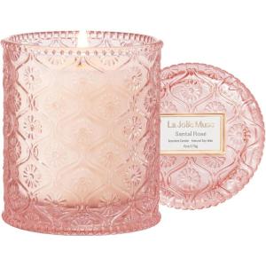 imageLA JOLIE MUSE Scented Candle Scented Candles for Home Linen Scented Candle 6 oz 40 Hour Burn Time Candle Gifts for Women ampamp MenRose