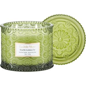 imageLA JOLIE MUSE Watermelon Mint Zest Scented Candle Candles for Home Scented Large 2Wick Soy Candles Candle Gifts for Women ampamp Men Luxury Jar Candles 60 Hours Long Burning 12ozStarlit Golden Fir