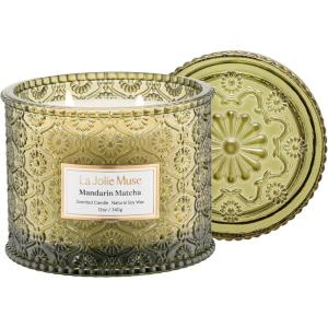 imageLA JOLIE MUSE Watermelon Mint Zest Scented Candle Candles for Home Scented Large 2Wick Soy Candles Candle Gifts for Women ampamp Men Luxury Jar Candles 60 Hours Long Burning 12ozMandarin Matcha