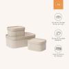 imageLA JOLIE MUSE Fluted Cardboard Storage Baskets with LeatherLike Lids Paper Boxes Decorative Tray Modern Basket Organizer Bins for OrganizingEggshell WhiteGray