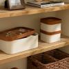 imageLA JOLIE MUSE Fluted Cardboard Storage Baskets with LeatherLike Lids Paper Boxes Decorative Tray Modern Basket Organizer Bins for OrganizingEggshell WhiteBeige