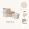 imageLA JOLIE MUSE Fluted Cardboard Storage Baskets with LeatherLike Lids Paper Boxes Decorative Tray Modern Basket Organizer Bins for OrganizingEggshell WhiteGray