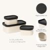 imageLA JOLIE MUSE Fluted Cardboard Storage Baskets with LeatherLike Lids Paper Boxes Decorative Tray Modern Basket Organizer Bins for OrganizingEggshell WhiteBeige  Black