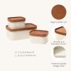 imageLA JOLIE MUSE Fluted Cardboard Storage Baskets with LeatherLike Lids Paper Boxes Decorative Tray Modern Basket Organizer Bins for OrganizingEggshell WhiteBeige