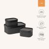 imageLA JOLIE MUSE Fluted Cardboard Storage Baskets with LeatherLike Lids Paper Boxes Decorative Tray Modern Basket Organizer Bins for OrganizingEggshell WhiteBlack