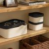 imageLA JOLIE MUSE Fluted Cardboard Storage Baskets with LeatherLike Lids Paper Boxes Decorative Tray Modern Basket Organizer Bins for OrganizingEggshell WhiteBeige  Black