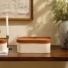imageLA JOLIE MUSE Fluted Cardboard Storage Baskets with LeatherLike Lids Paper Boxes Decorative Tray Modern Basket Organizer Bins for OrganizingEggshell WhiteBeige