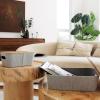 imageLA JOLIE MUSE Modern Storage Basket with Bamboo Lids Decorative Stackable Basket Container for Shelves Table Bookcase Office Organizing MidCentury Storage Organizer Bins Set of 3 Light Gray