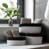 imageLA JOLIE MUSE Rope Storage Baskets for Organizing Small Cotton Woven Basket for Bathroom Shelf Nursery Decorative Basket Organizer Bins 3 Pack Pewter Grey and BlackPewter GreyBlack