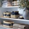 imageLA JOLIE MUSE Small Wicker Baskets for Organizing Recycled Paper Rope Storage Basket Container Bins for Shelves Bathroom Cupboards Drawer Decorative Square Basket Organizer Set of 3 Blue and BeigeNavy BlueBeige