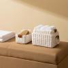 imageLA JOLIE MUSE Small Wicker Baskets for Organizing Recycled Paper Rope Storage Basket Container Bins for Shelves Bathroom Cupboards Drawer Decorative Square Basket Organizer Set of 3 Blue and BeigeWhite