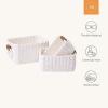 imageLA JOLIE MUSE Small Wicker Baskets for Organizing Recycled Paper Rope Storage Basket Container Bins for Shelves Bathroom Cupboards Drawer Decorative Square Basket Organizer Set of 3 Blue and BeigeWhite