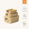 imageLA JOLIE MUSE Small Wicker Baskets for Organizing Recycled Paper Rope Storage Basket Container Bins for Shelves Bathroom Cupboards Drawer Decorative Square Basket Organizer Set of 3 Blue and BeigeBeige