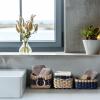 imageLA JOLIE MUSE Small Wicker Baskets for Organizing Recycled Paper Rope Storage Basket Container Bins for Shelves Bathroom Cupboards Drawer Decorative Square Basket Organizer Set of 3 Blue and BeigeNavy BlueBeige