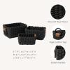 imageLA JOLIE MUSE Small Wicker Baskets for Organizing Recycled Paper Rope Storage Basket Container Bins for Shelves Bathroom Cupboards Drawer Decorative Square Basket Organizer Set of 3 Blue and BeigeEbony Black