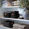 imageLA JOLIE MUSE Small Wicker Baskets for Organizing Recycled Paper Rope Storage Basket Container Bins for Shelves Bathroom Cupboards Drawer Decorative Square Basket Organizer Set of 3 Blue and BeigeEbony Black
