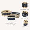 imageLA JOLIE MUSE Small Wicker Baskets for Organizing Recycled Paper Rope Storage Basket Container Bins for Shelves Bathroom Cupboards Drawer Decorative Square Basket Organizer Set of 3 Blue and BeigeNavy BlueBeige