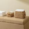 imageLA JOLIE MUSE Small Wicker Baskets for Organizing Recycled Paper Rope Storage Basket Container Bins for Shelves Bathroom Cupboards Drawer Decorative Square Basket Organizer Set of 3 Blue and BeigeDesert