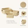imageLA JOLIE MUSE Small Wicker Baskets for Organizing Recycled Paper Rope Storage Basket Container Bins for Shelves Bathroom Cupboards Drawer Decorative Square Basket Organizer Set of 3 Blue and BeigeBeige