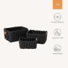 imageLA JOLIE MUSE Small Wicker Baskets for Organizing Recycled Paper Rope Storage Basket Container Bins for Shelves Bathroom Cupboards Drawer Decorative Square Basket Organizer Set of 3 Blue and BeigeEbony Black
